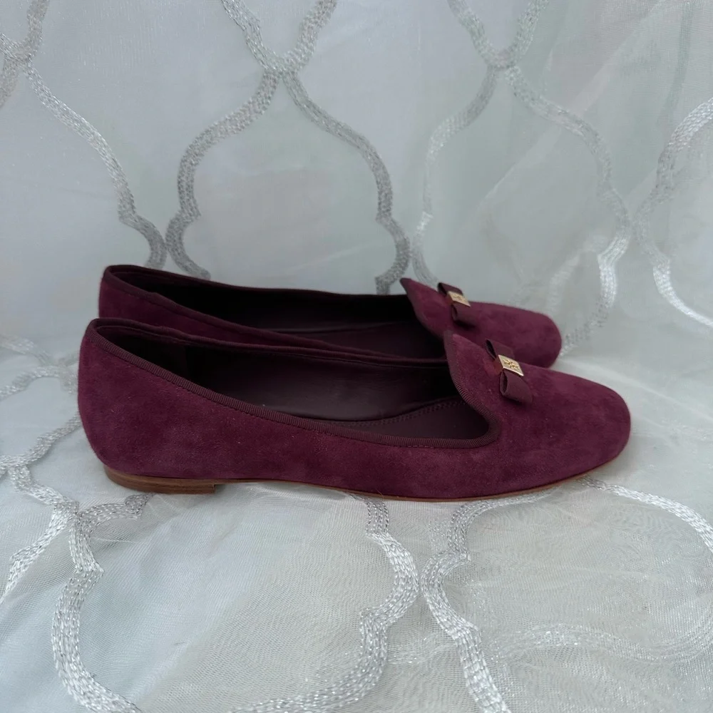 Tory Burch purple loafers
